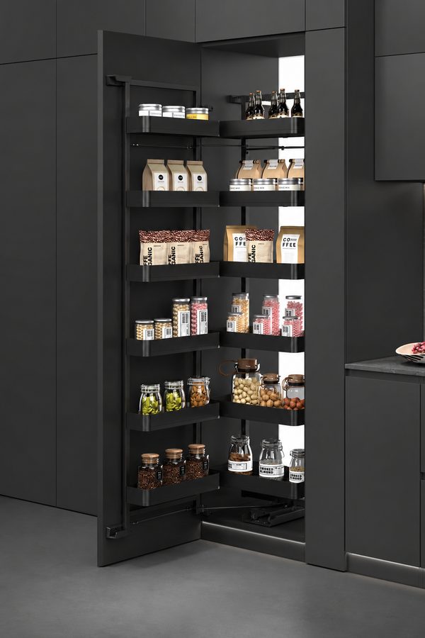 Alta Dispensa-ELKY Basket Matte Black 5 Layer Pantry Unit — ELKY Kitchen Baskets & Pull-Out Storage