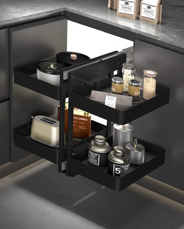 Rinova-ELKY Matte Black Magic Corner Kitchen Basket — ELKY Kitchen Baskets & Pull-Out Storage